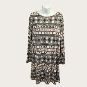 Croft & Barrow Believe Print Long Sleeve Nightgown Size S Gray Red Winter